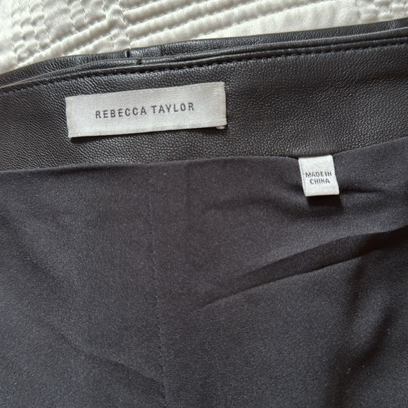 Rebecca Talyor Black Lamb Leather Highwaisted Wide Women's Ankle Pants, Sz 8 - Picture 10 of 16